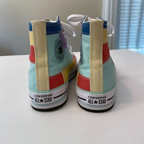 Converse Kids Chuck Taylor Hi‎ Multicolor Color Block Sneakers A02026C US Size 6 - Picture 7 of 11